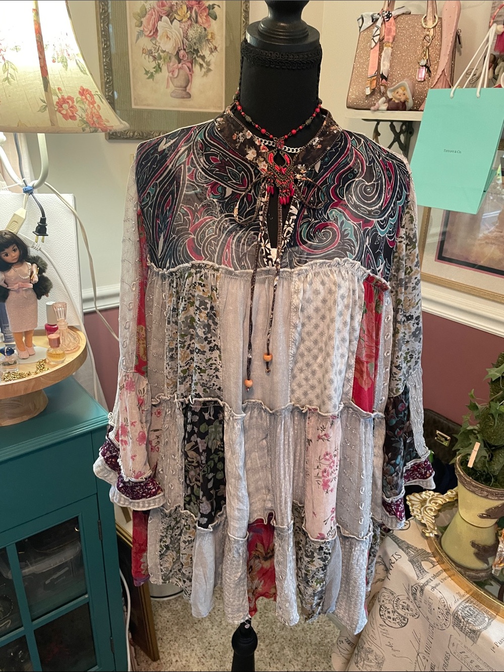 Boho Patchwork Peasant Top - Multicolor Embroidered Young Threads